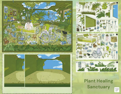Vintage Theme | Big Size | Scene Garden 30.0 Series | Sticker Scene, 3D Miniature Scene Stickers, Stress-Relief DIY Stickers, Scene-Setting Stickers, DIY Stickers