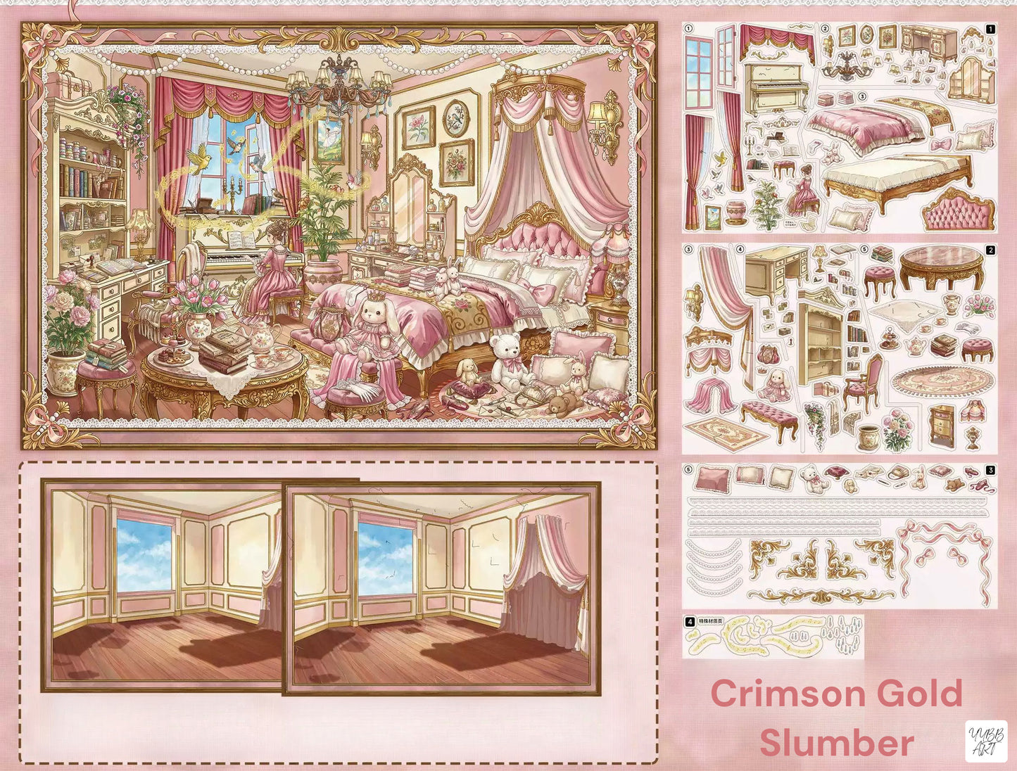 Vintage Theme | Big Size | Scene Garden 30.0 Series | Sticker Scene, 3D Miniature Scene Stickers, Stress-Relief DIY Stickers, Scene-Setting Stickers, DIY Stickers