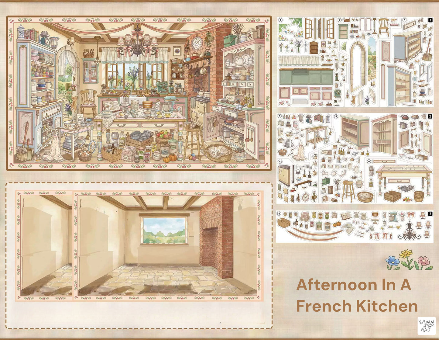 Vintage Theme | Big Size | Scene Garden 30.0 Series | Sticker Scene, 3D Miniature Scene Stickers, Stress-Relief DIY Stickers, Scene-Setting Stickers, DIY Stickers