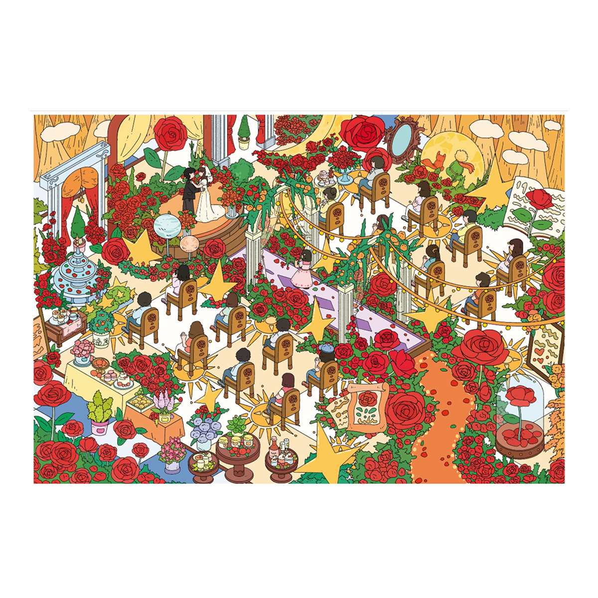 ウェディングテーマ | ビッグサイズ | Scene Time 14.0シリーズ、ステッカーシーン、3Dミニチュアシーンステッカー、ストレス解消DIYステッカー、シーン設定ステッカー、DIYステッカー