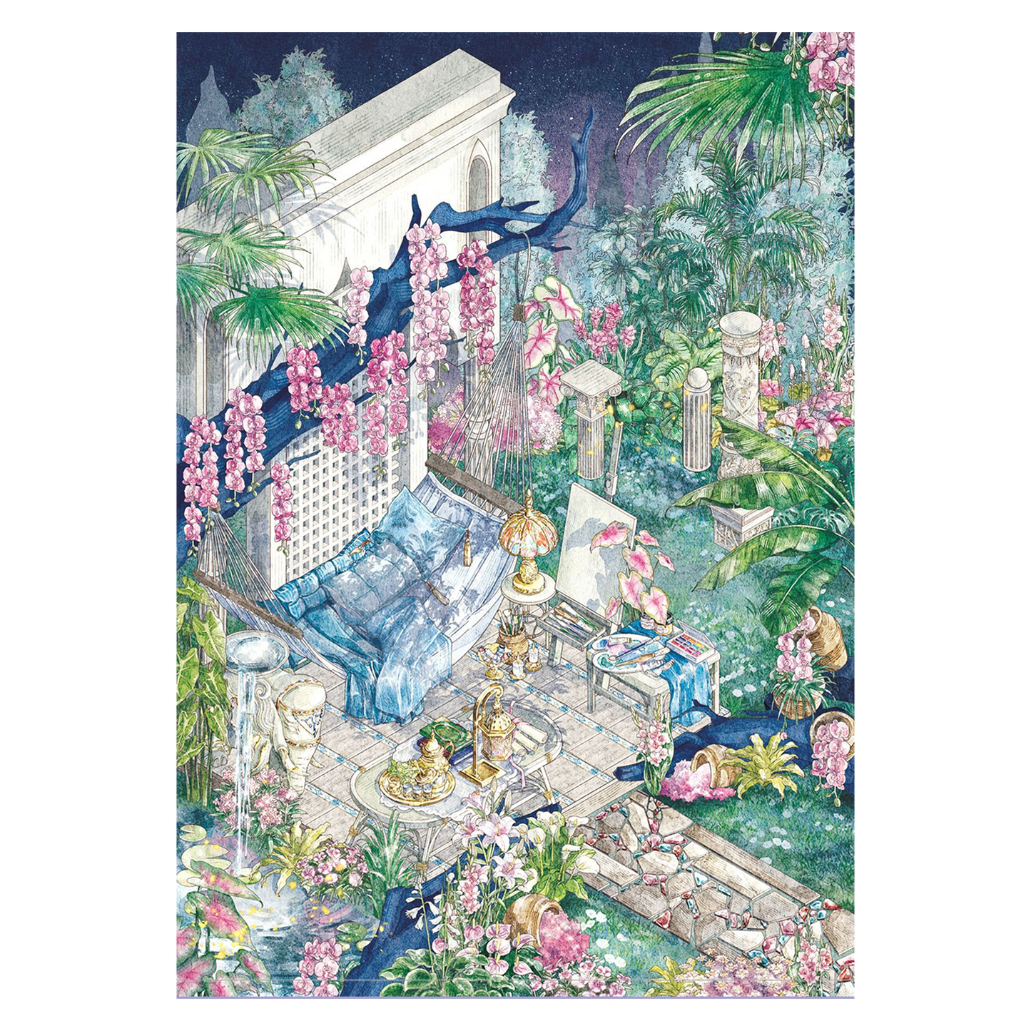 Wisteria Garden | Laser Light Effect | Big Size | Scene Garden 27.0 Series | Sticker Scene, 3D Miniature Scene Stickers, Stress-Relief DIY Stickers, Scene-Setting Stickers, DIY Stickers