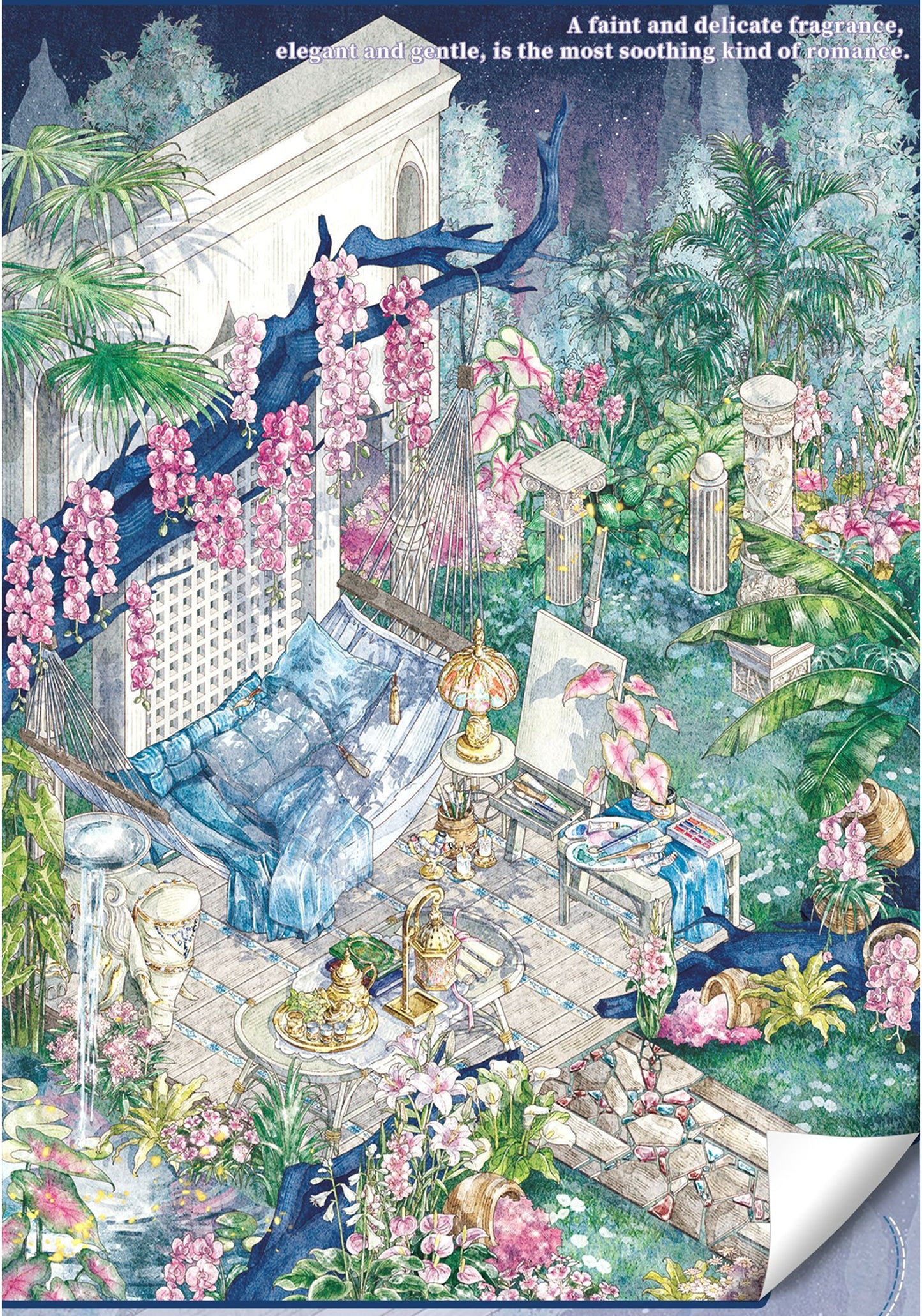 Wisteria Garden | Laser Light Effect | Big Size | Scene Garden 27.0 Series | Sticker Scene, 3D Miniature Scene Stickers, Stress-Relief DIY Stickers, Scene-Setting Stickers, DIY Stickers