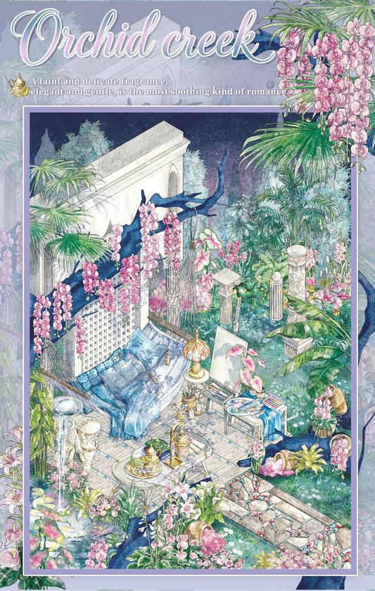 Wisteria Garden | Laser Light Effect | Big Size | Scene Garden 27.0 Series | Sticker Scene, 3D Miniature Scene Stickers, Stress-Relief DIY Stickers, Scene-Setting Stickers, DIY Stickers