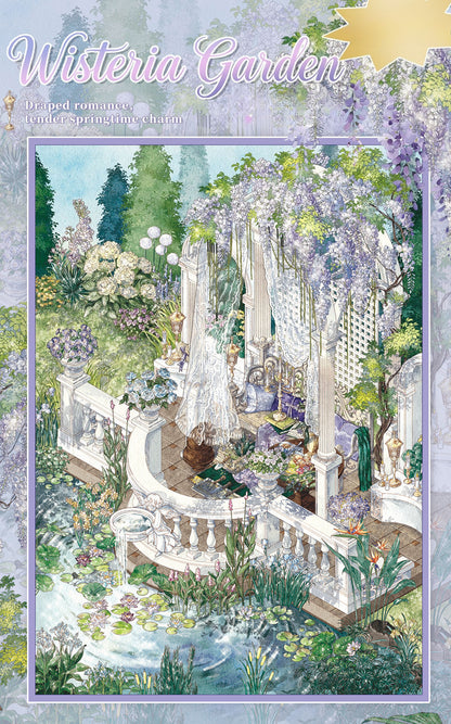 Wisteria Garden | Laser Light Effect | Big Size | Scene Garden 27.0 Series | Sticker Scene, 3D Miniature Scene Stickers, Stress-Relief DIY Stickers, Scene-Setting Stickers, DIY Stickers