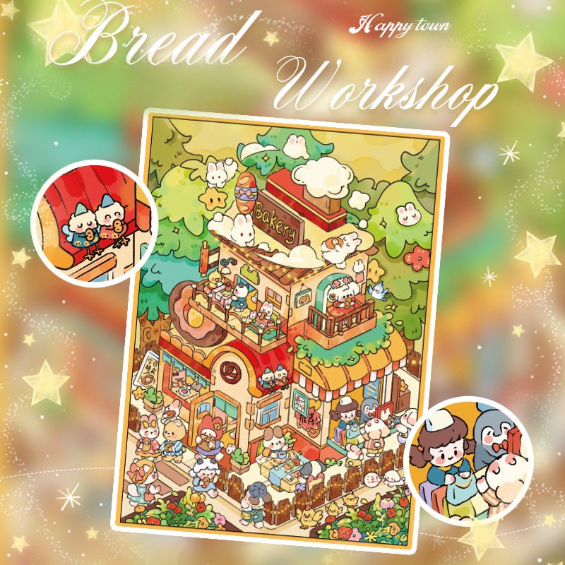 Happy Town | Fantasy World Series 5.0 | Sticker Scene, 3D Miniature Scene Stickers, Stress - Relief DIY Stickers, Scene - Setting Stickers - YYBB ART