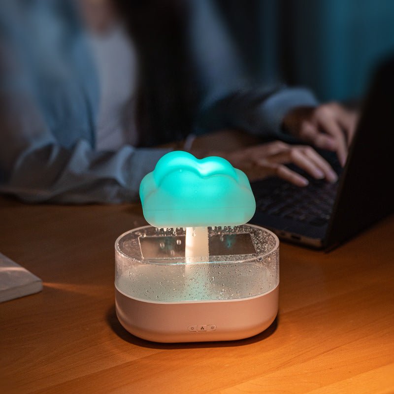 Cloud & Raindrop Essential Oil Diffuser | Aroma Diffuser | Color Changing Aroma Humidifier - Creative Desktop Air Freshener with Colorful LED Lights - YYBB ART