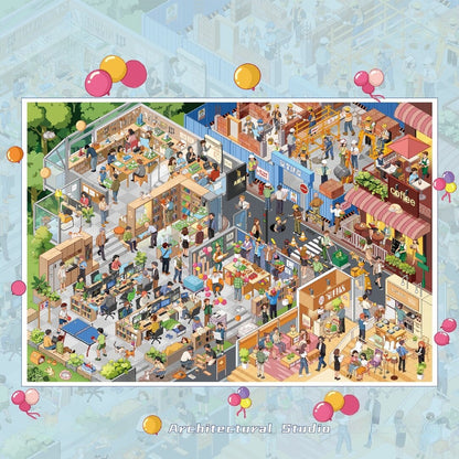 Büyük Boyut | Mimarlık Stüdyosu | Scene More 14.0 Serisi, Etiketli Sahne, 3D Minyatür Sahne Çıkartmaları, Stres Azaltıcı DIY Çıkartmaları, Sahne Kurma Çıkartmaları, DIY Çıkartmaları
