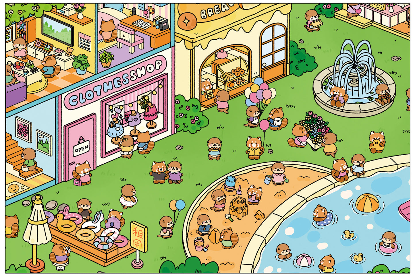 Summer Park | Pocket Scene Series 7.0 | Sticker Scene, 3D Miniature Scene Stickers, Stress-Relief DIY Stickers, Scene-Setting Stickers, DIY Stickers