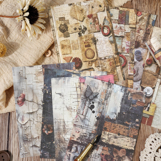Borderless Collage Series Vintage Junk Journal Paper, Vintage Scrapbooking Material Paper, Collage Decor Paper - YYBB ART