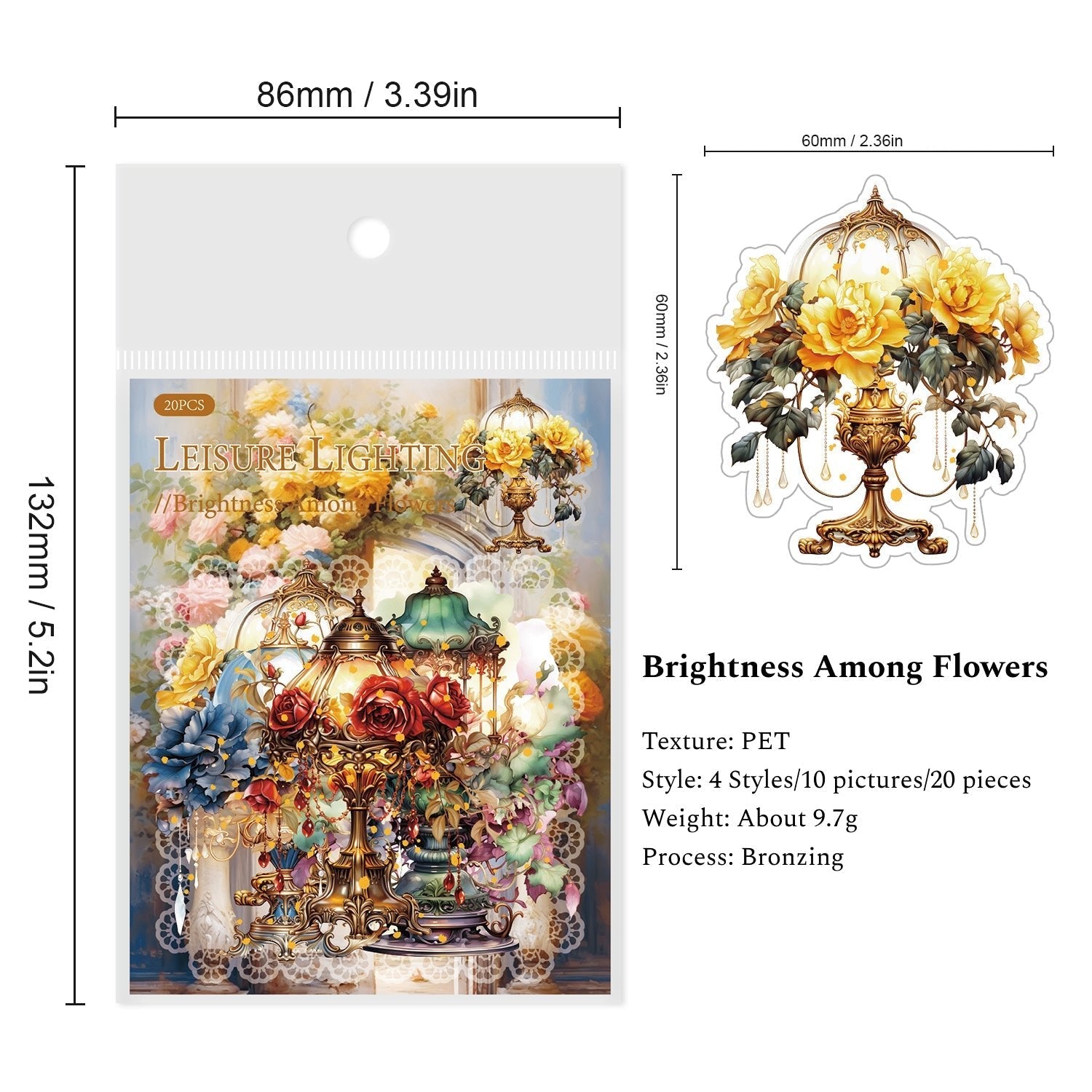 Brightness Among Flowers Series Scrapbooking Stickers, Journal Stickers, Collage PET Stickers - YYBB ART