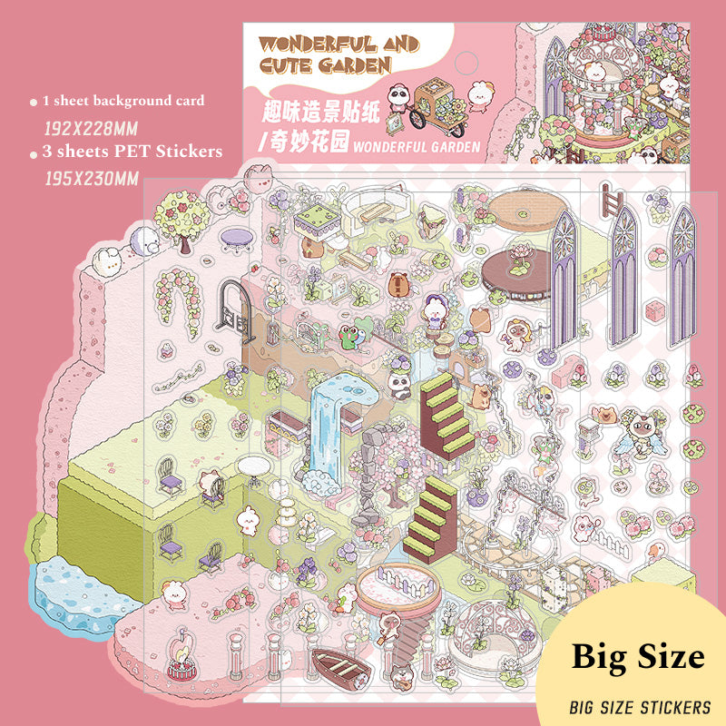 Big Size | Scene Magic 8.0 Series | Wonderland Theme | Sticker Scene, 3D Miniature Scene Stickers, stress-relief DIY stickers, Scene-setting Stickers