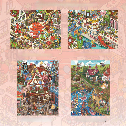 Ville des Contes de Fées | Série Pocket Scene 18.0 | Scène en Autocollants, Autocollants 3D de Scènes Miniatures, Autocollants DIY Anti-Stress, Autocollants pour Mise en Scène, Autocollants DIY