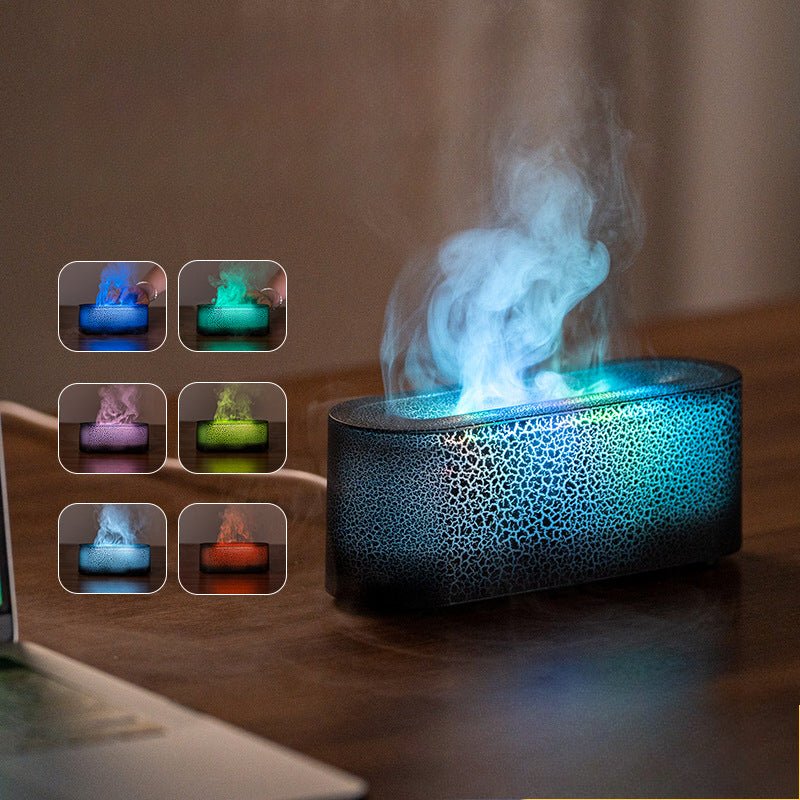 Lava Flame Diffuser | USB Color Changing Essential Oil Humidifier - 3D Magma Effect Aroma Lamp with Ambient Light - YYBB ART