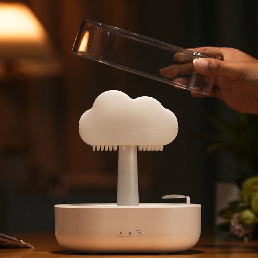 Cloud & Raindrop Essential Oil Diffuser | Aroma Diffuser | Color Changing Aroma Humidifier - Creative Desktop Air Freshener with Colorful LED Lights - YYBB ART