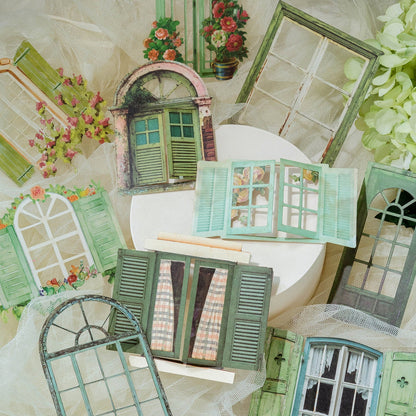 Dream in the Window Series DIY Collage Paper Card Stickers, Vintage Scrapbooking Frame Stickers, Junk Journal Sticker Paper Crad - YYBB ART