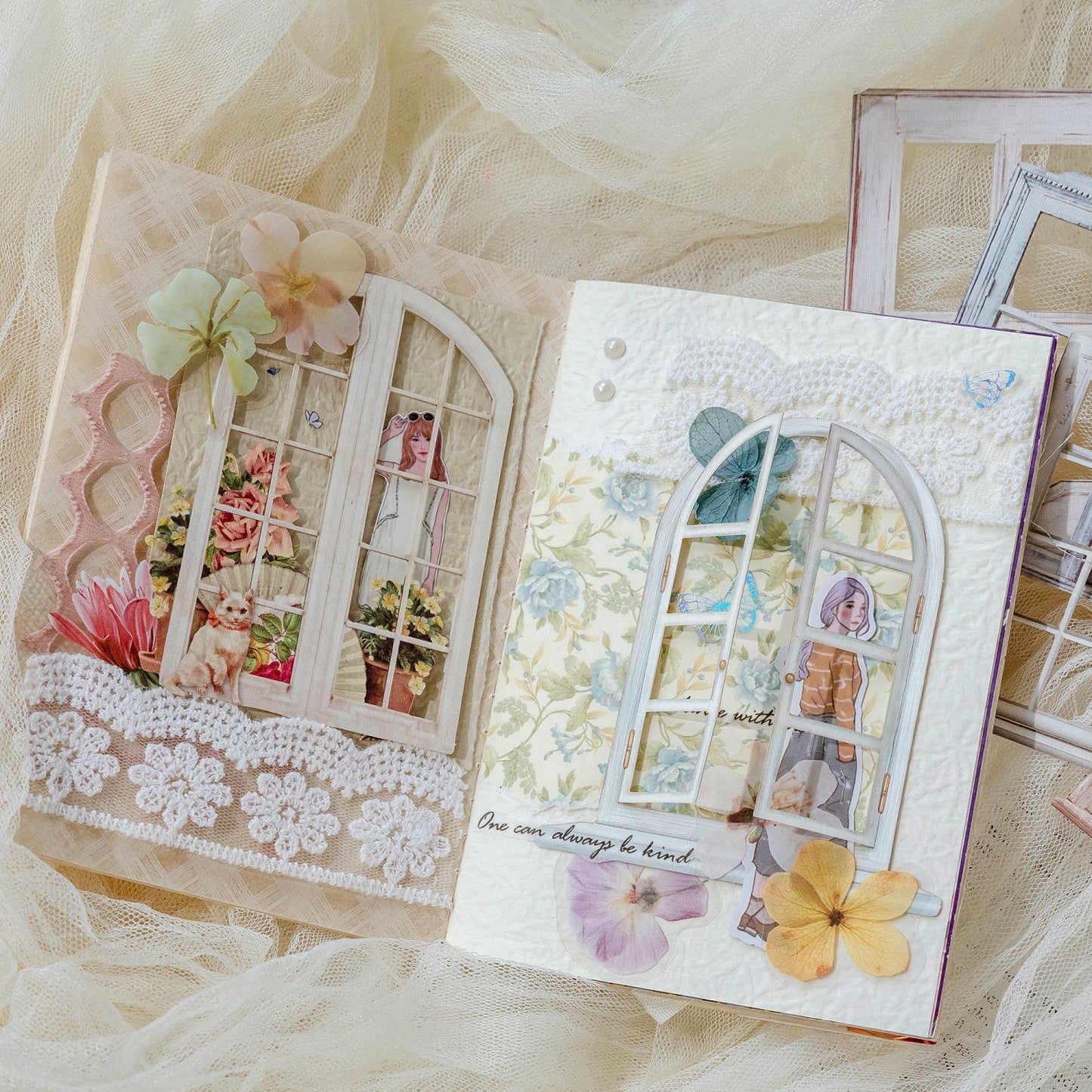 Dream in the Window Series DIY Collage Paper Card Stickers, Vintage Scrapbooking Frame Stickers, Junk Journal Sticker Paper Crad - YYBB ART