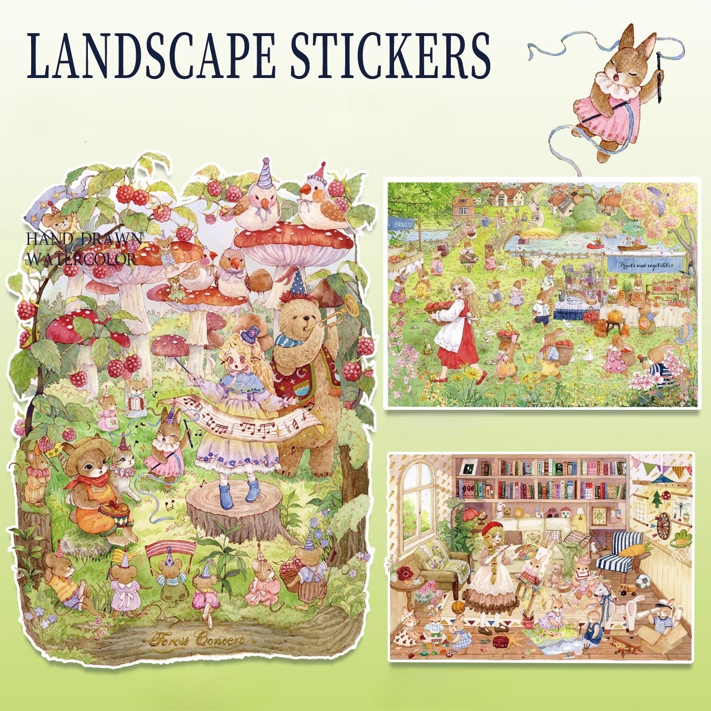 Ręcznie Narysowana Scena | Scene Garden Seria 8.0 | Naklejki Sceny, 3D Naklejki Miniatur Sceny, Naklejki DIY Przeciwlękowe, Naklejki Do Ustawiany Sceny, Naklejki DIY