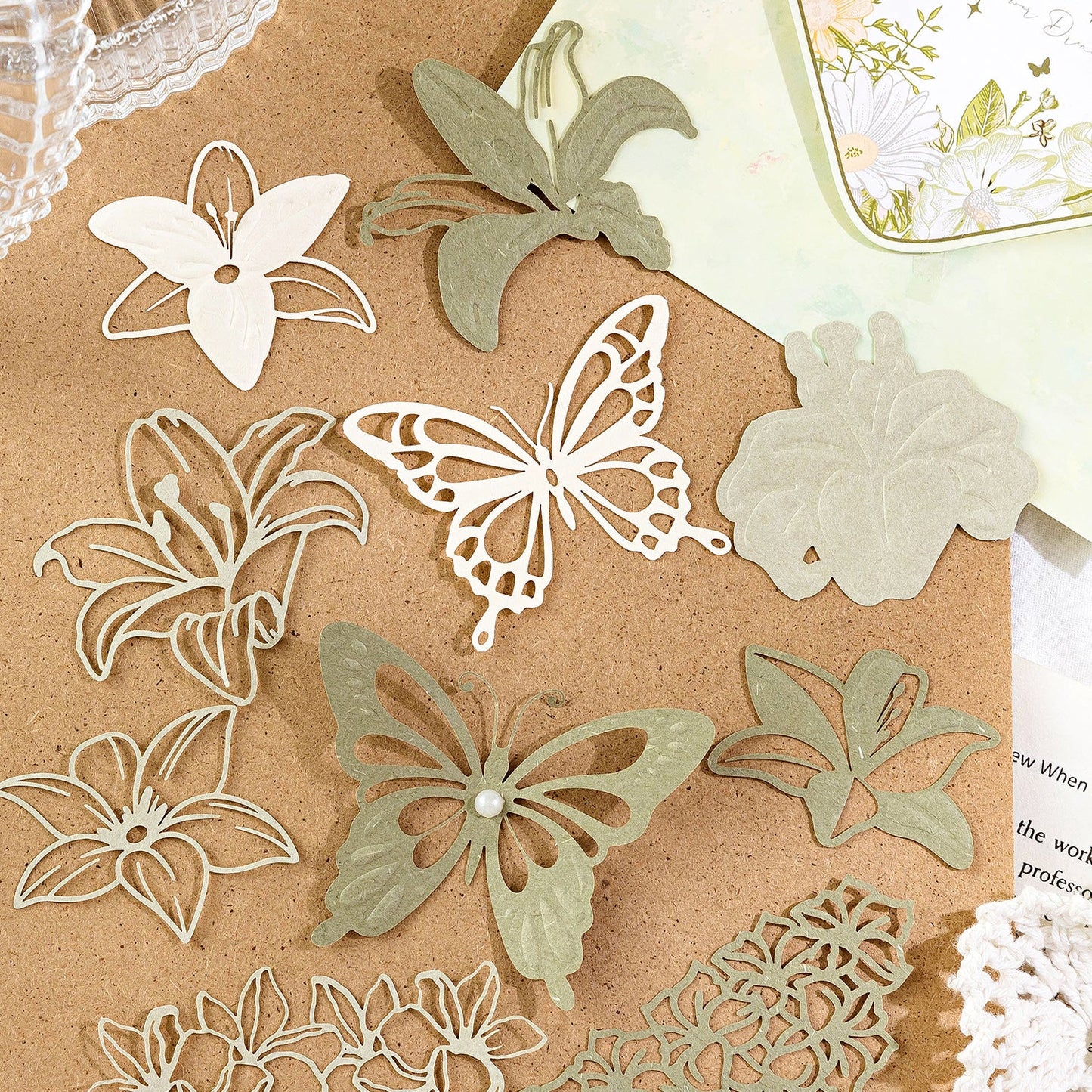 Encounter flower dream Series Hollow Lace Paper DIY Collage Material Paper pack, Vintage Scrapbook Material Paper, Junk Journal Paper - YYBB ART