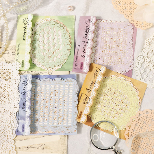 Encountering Alice Series Vintage Lace Hollow - out Journal Decoration Collage Background Material, Scrapbooking Collage Material - YYBB ART