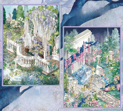 Wisteria Garden | Laser Light Effect | Big Size | Scene Garden 27.0 Series | Sticker Scene, 3D Miniature Scene Stickers, Stress-Relief DIY Stickers, Scene-Setting Stickers, DIY Stickers
