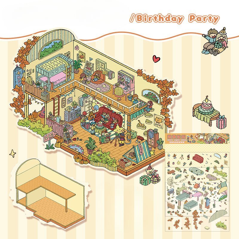 Big Size | Party Theme | Scene Art 9.0 Series | Sticker Scene, 3D Miniature Scene Stickers, Stress - relief DIY stickers, Scene - setting Stickers - YYBB ART