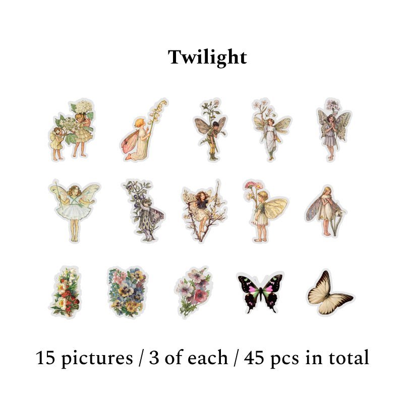 Flower Fairy Diary Series Vintage Scrapbook Stickers, Junk Journal Fairy Stickers, DIY Collage Decor PET Stickers - YYBB ART