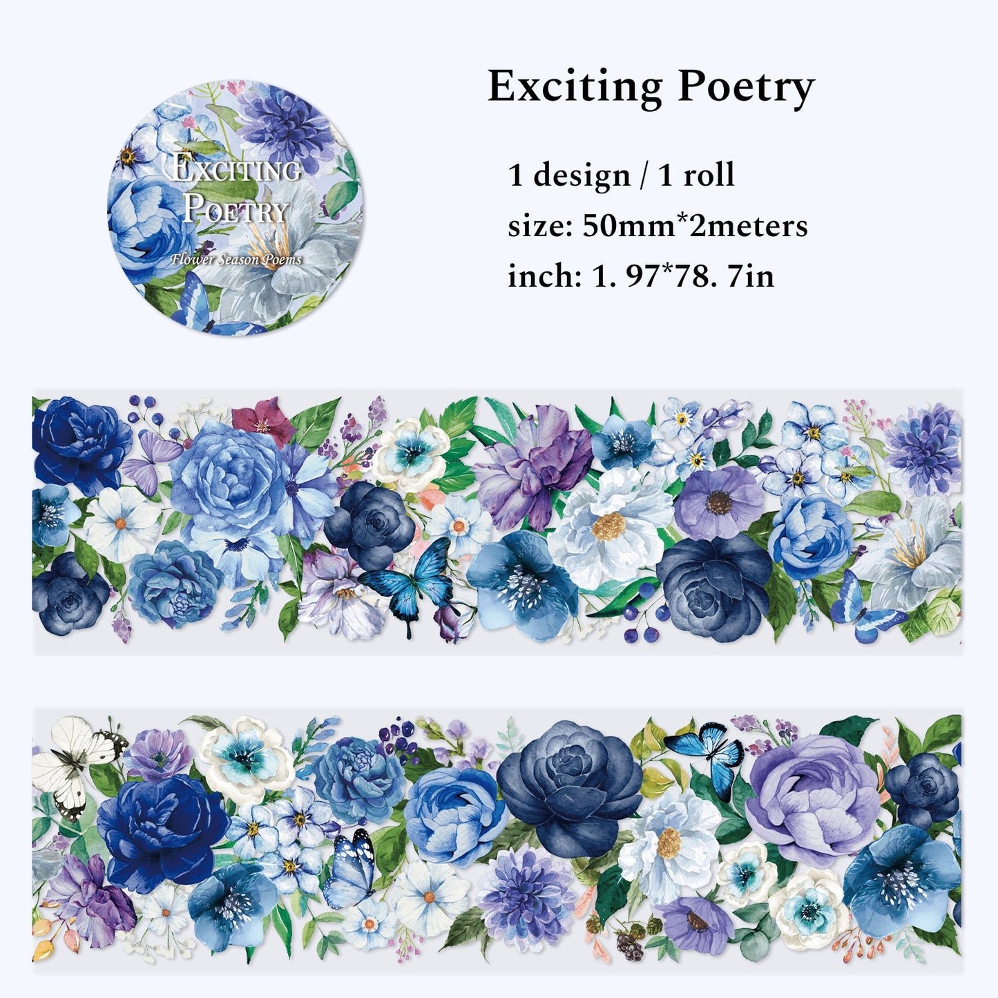 Flower Season Poems Series Tape - Scrapbooking Tape,Collage,JunkJournal, Stationery Tape,Decor Tape - YYBB ART