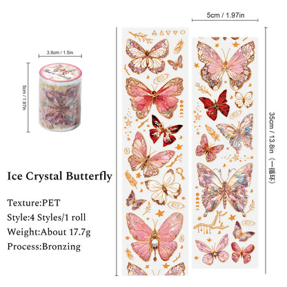 Ice Crystal Butterfly Series Scrapbooking Tape, Gold Foil Tape, PET Tape, Scrcpbooking DIY Materials - YYBB ART