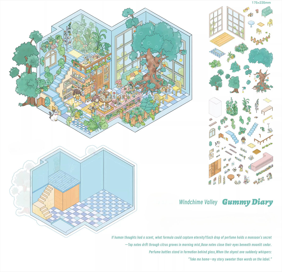 Kieszonkowy pamiętnik | Ogród scen Seria 10.0 | Sceny naklejek, Naklejki scen 3D miniatur, Naklejki do samodzielnego montażu łagodzące stres, Naklejki układające scenę, Naklejki DIY