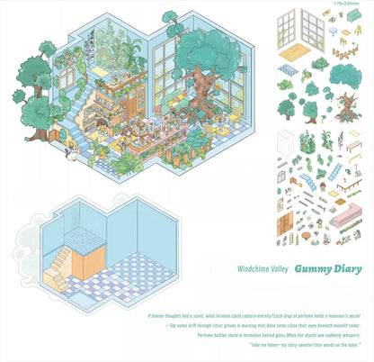 Kieszonkowy pamiętnik | Ogród scen Seria 10.0 | Sceny naklejek, Naklejki scen 3D miniatur, Naklejki do samodzielnego montażu łagodzące stres, Naklejki układające scenę, Naklejki DIY