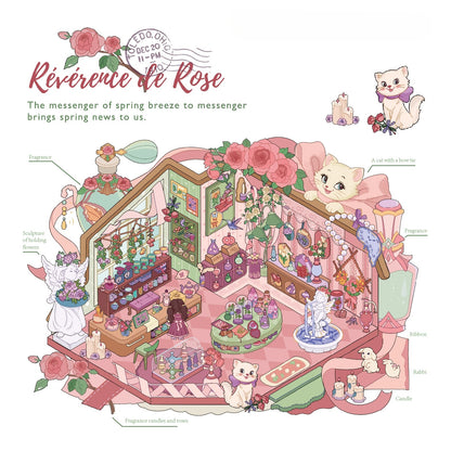 Pokłon Róży | Scene Garden Seria 7.0 | Naklejki Sceniczne, 3D Naklejki Miniaturowe Sceny, Naklejki DIY Przeciwlękowe, Naklejki Do Tworzenia Sceny, Naklejki DIY