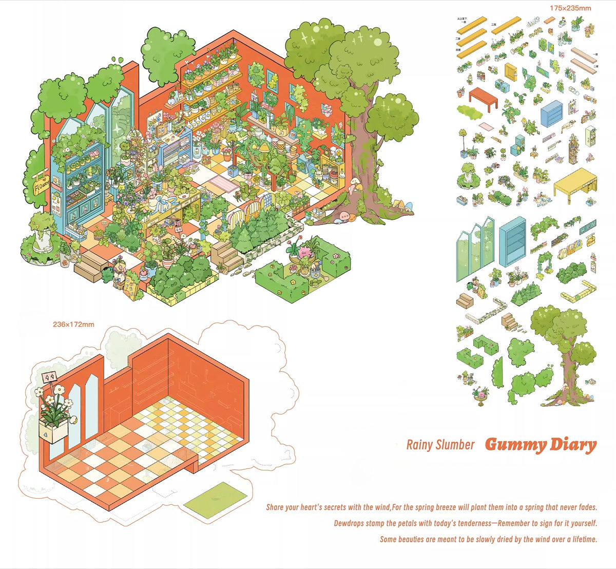 Kieszonkowy pamiętnik | Ogród scen Seria 10.0 | Sceny naklejek, Naklejki scen 3D miniatur, Naklejki do samodzielnego montażu łagodzące stres, Naklejki układające scenę, Naklejki DIY