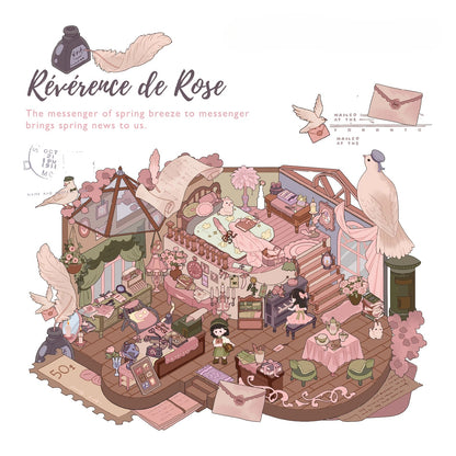 Pokłon Róży | Scene Garden Seria 7.0 | Naklejki Sceniczne, 3D Naklejki Miniaturowe Sceny, Naklejki DIY Przeciwlękowe, Naklejki Do Tworzenia Sceny, Naklejki DIY