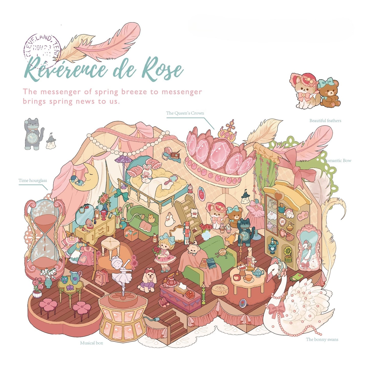 Pokłon Róży | Scene Garden Seria 7.0 | Naklejki Sceniczne, 3D Naklejki Miniaturowe Sceny, Naklejki DIY Przeciwlękowe, Naklejki Do Tworzenia Sceny, Naklejki DIY