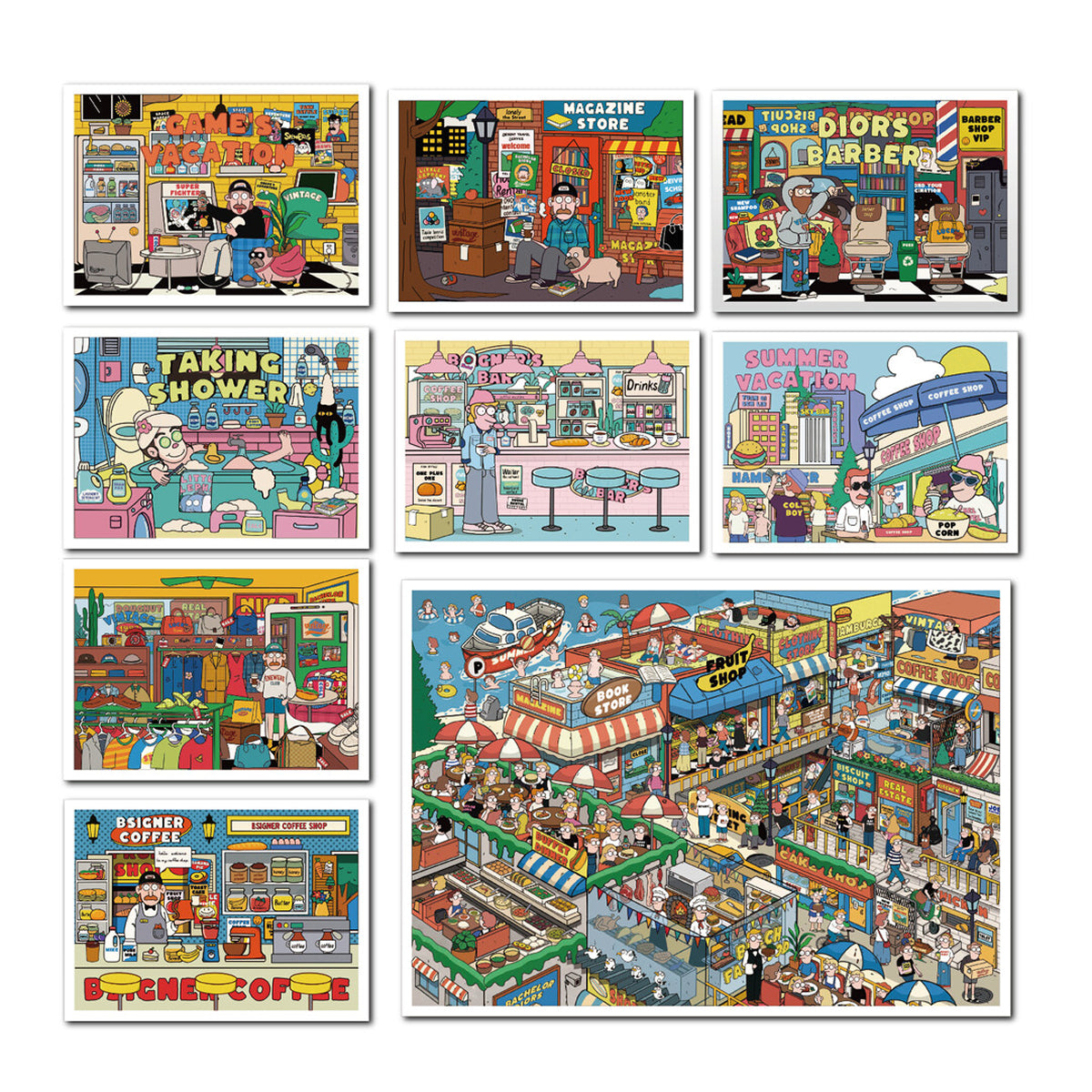 Amerykański styl komiksowy | Duży rozmiar | Magiczna Scena 11.0 Seria | Naklejki Sceniczne, 3D Miniaturowe Naklejki Sceniczne, Naklejki DIY ulatniające stres, Naklejki Ustawiające Scenę