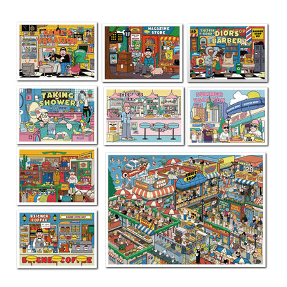 Amerykański styl komiksowy | Duży rozmiar | Magiczna Scena 11.0 Seria | Naklejki Sceniczne, 3D Miniaturowe Naklejki Sceniczne, Naklejki DIY ulatniające stres, Naklejki Ustawiające Scenę