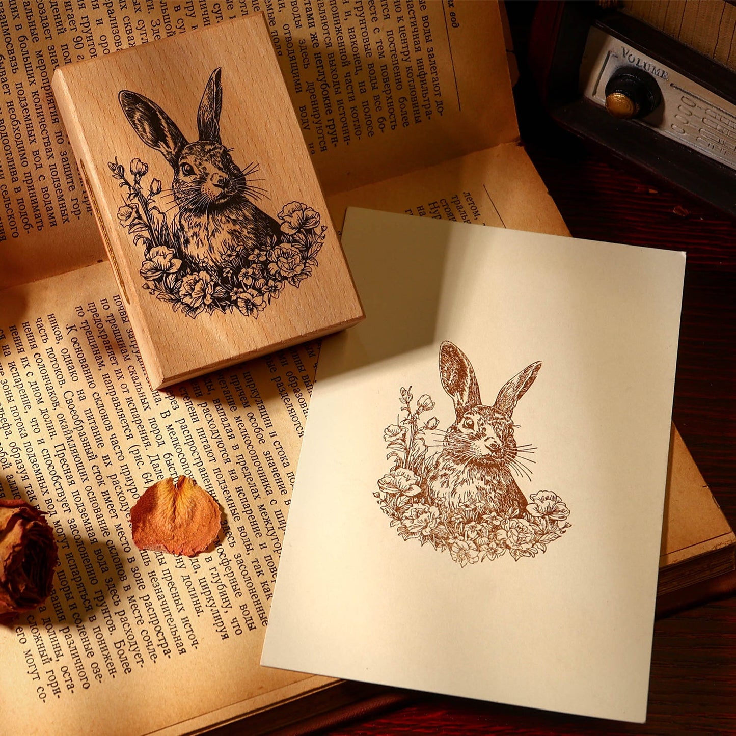 Jungle Rabbit Scrapbooking Stamp - Vintage Wooden Scrapbook Stamp Series - YYBB ART