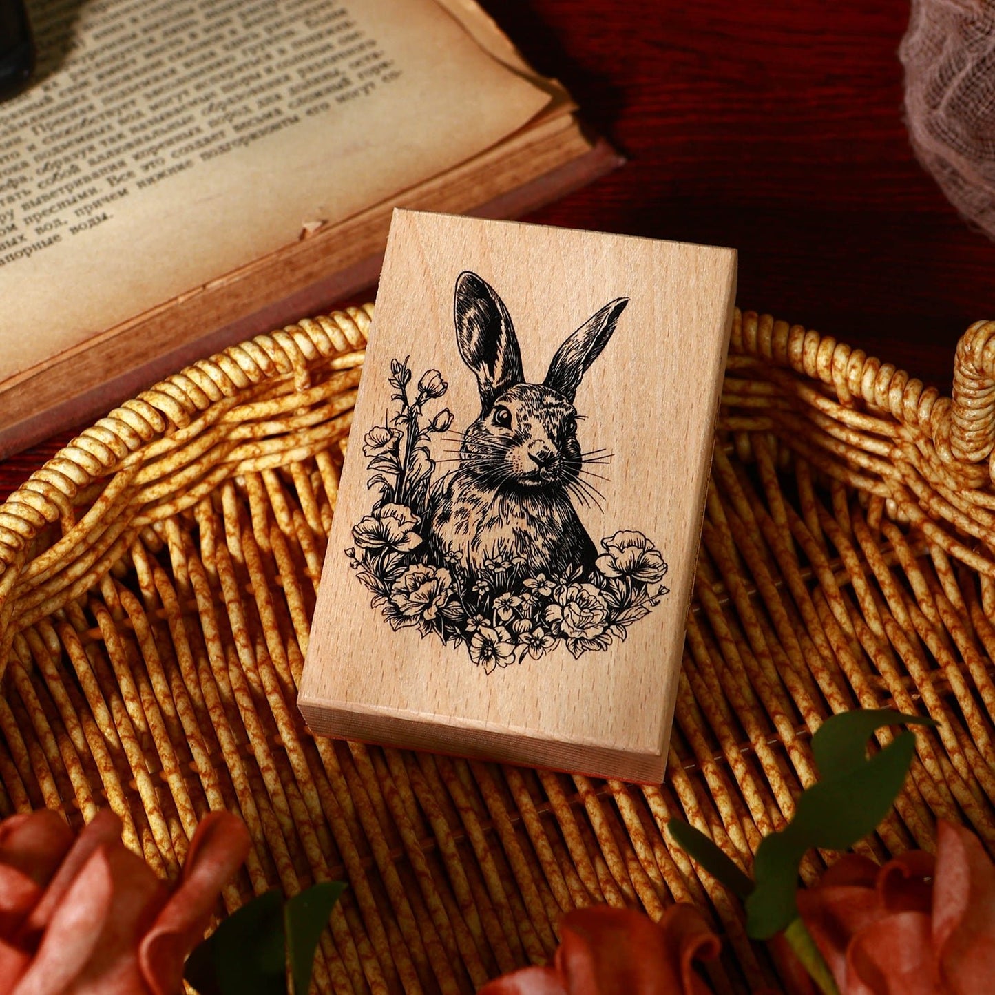 Jungle Rabbit Scrapbooking Stamp - Vintage Wooden Scrapbook Stamp Series - YYBB ART