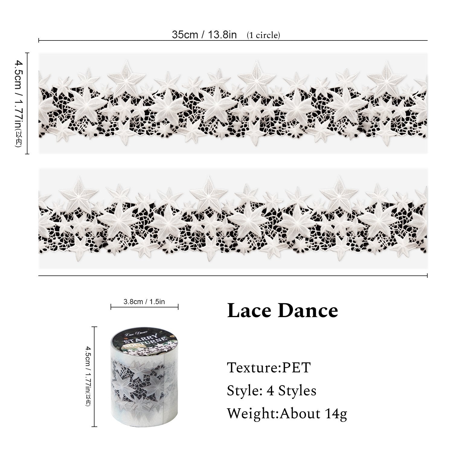 Lace Dance Series Journal Tape, Scrapbooking Tape Stickers, Collage PET Tape Stickers - YYBB ART