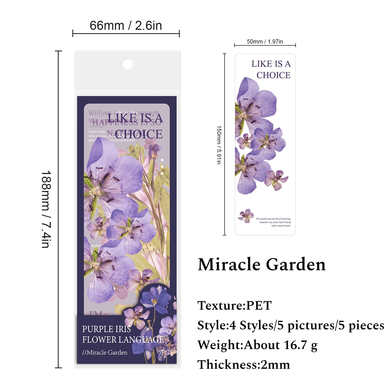 Miracle Garden Series PET Bookmark, Scrapbooking Materials, Decor Label, Collage Art Supplies - YYBB ART