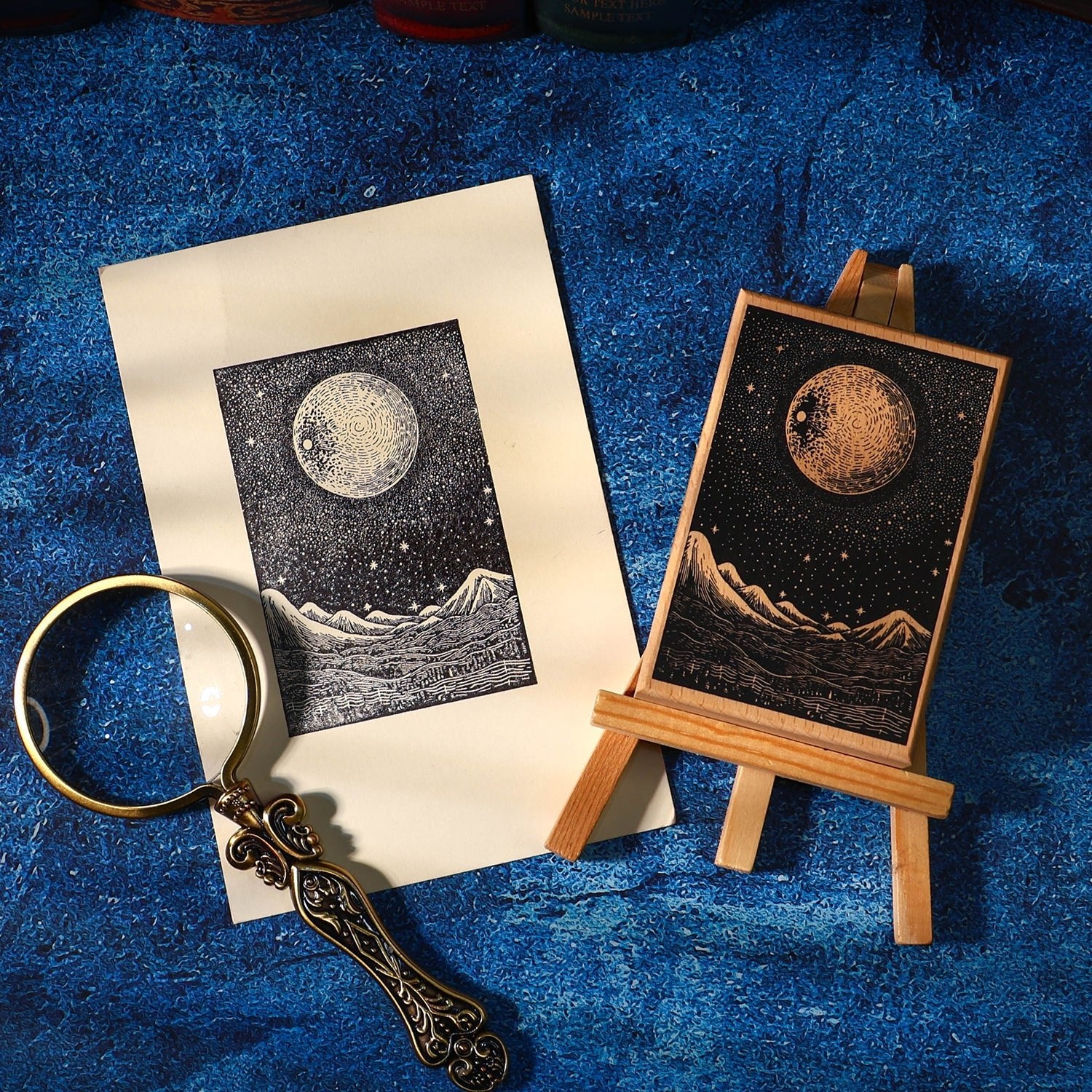 Night Sky Scrapbooking Stamps - Vintage Wooden Scrapbooking Stamp Series - YYBB ART