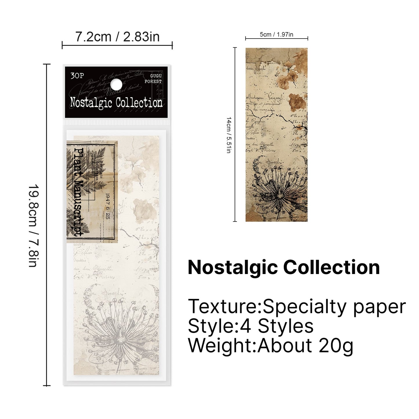 Nostalgic Collection Series Vintage Scrapbook Paper Pack, 30pcs, Vintage Journal Material Paper, DIY Collage Paper - YYBB ART