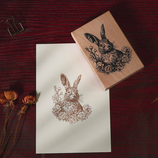 Jungle Rabbit Scrapbooking Stamp - Vintage Wooden Scrapbook Stamp Series