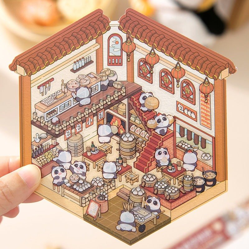 Scene Magic 3.0 Series, 3D Miniature Scene Pre - cut Journal Stickers, DIY Scene - Setting Stickers, 3D Layered Chinese Style House Journal Stickers - YYBB ART