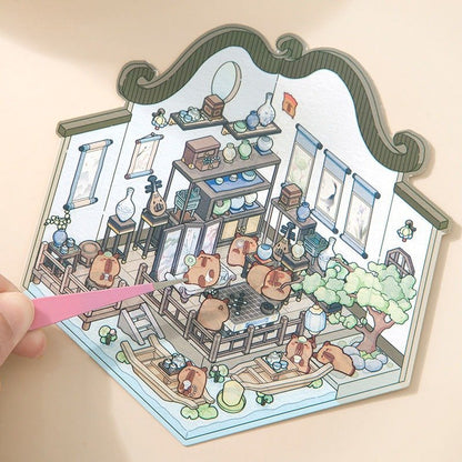 Scene Magic 3.0 Series, 3D Miniature Scene Pre - cut Journal Stickers, DIY Scene - Setting Stickers, 3D Layered Chinese Style House Journal Stickers - YYBB ART