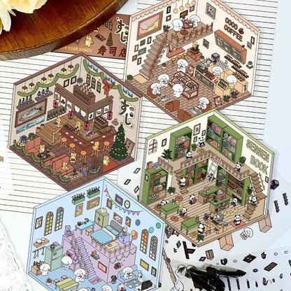 Scene World 1.0 Series, Miniature Scene Stickers, Cartoon Scene - setting Stickers, 3D Scene Stickers - YYBB ART