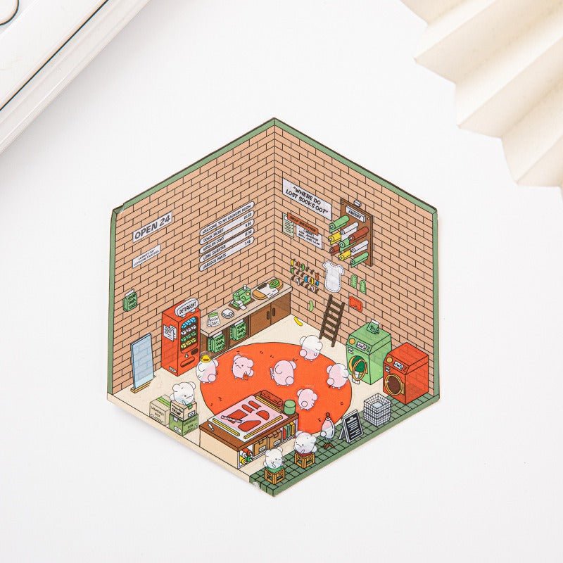 Scene World 2.0 Series, Miniature Scene Pre - cut Journal Stickers for Scene - Setting, 3D Layered Pop - up House Journal Stickers - YYBB ART