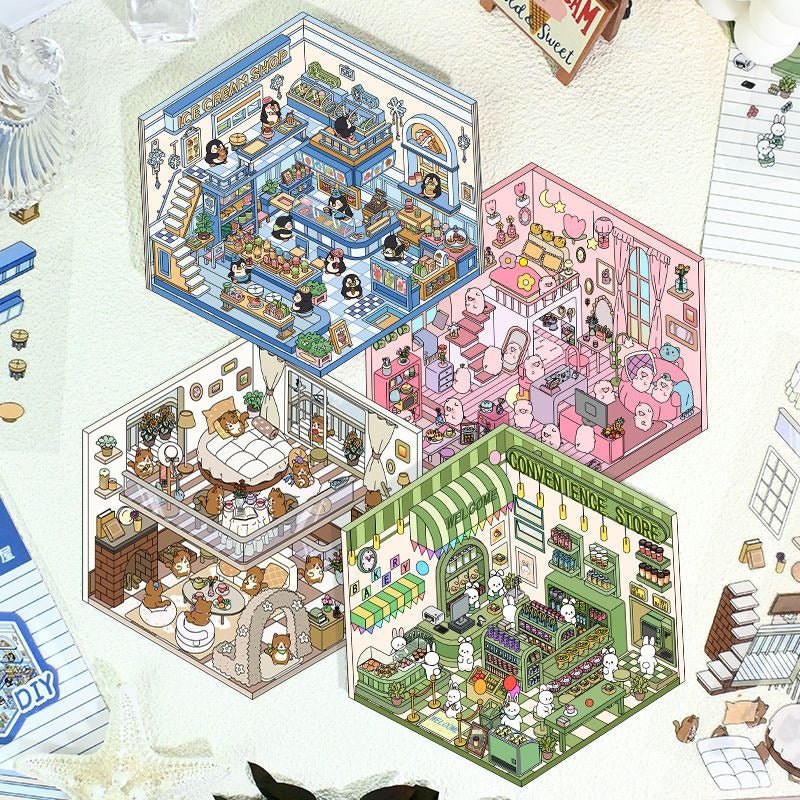 Scene World 3.0 Series, 3D Miniature Scene Stickers, stress-relief DIY ...