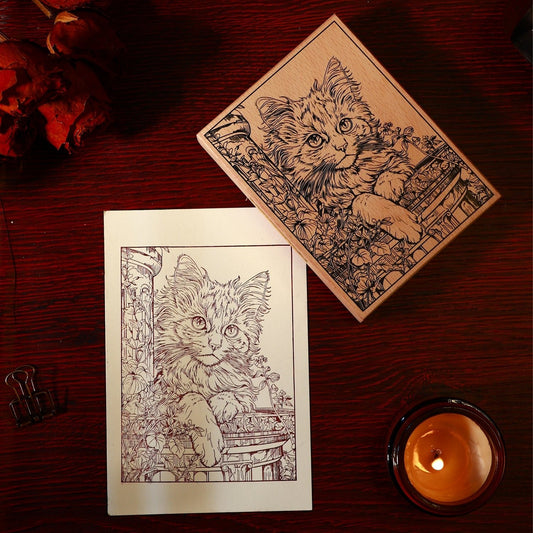 The cat in the Castle Scrapbooking Stamps - Vintage Wooden Scrapbooking Stamp Series - YYBB ART
