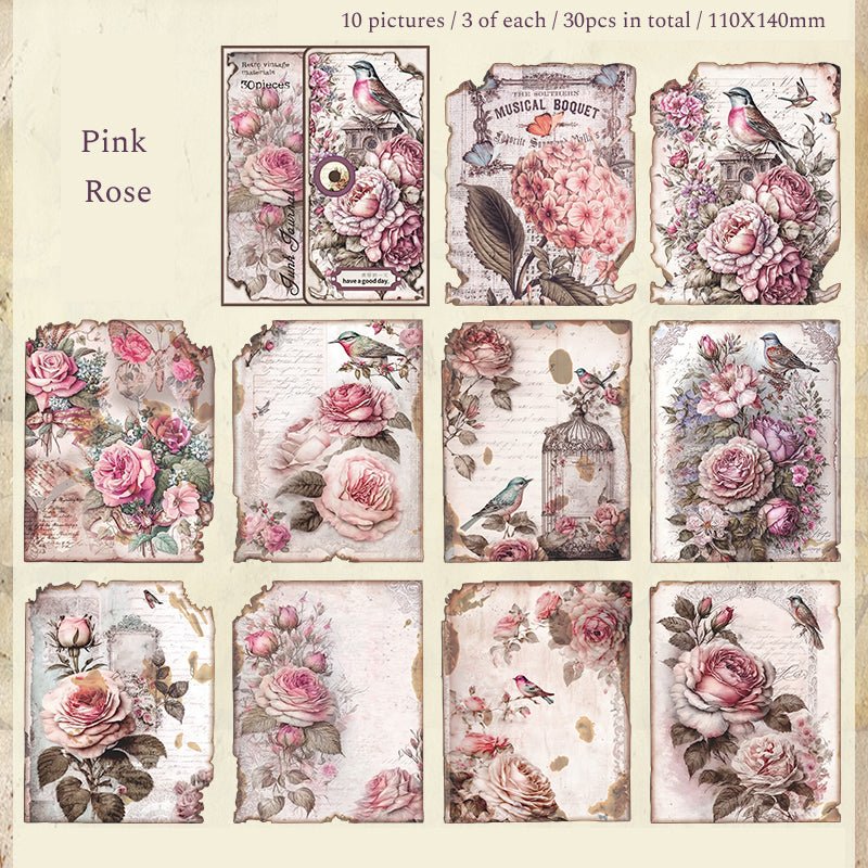 The Lost Garden Series Vintage Junk Journal Paper, Plants and Animals Scrapbooking Paper, Vintage Collage Decor Paper - YYBB ART